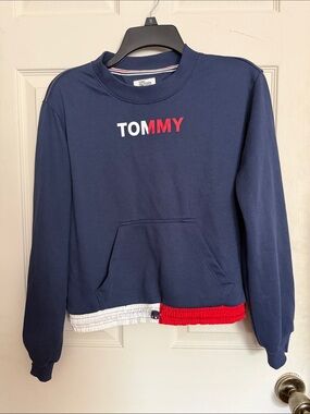 Tommy Hilfiger Navy Sweatshirt with Red & White Trim